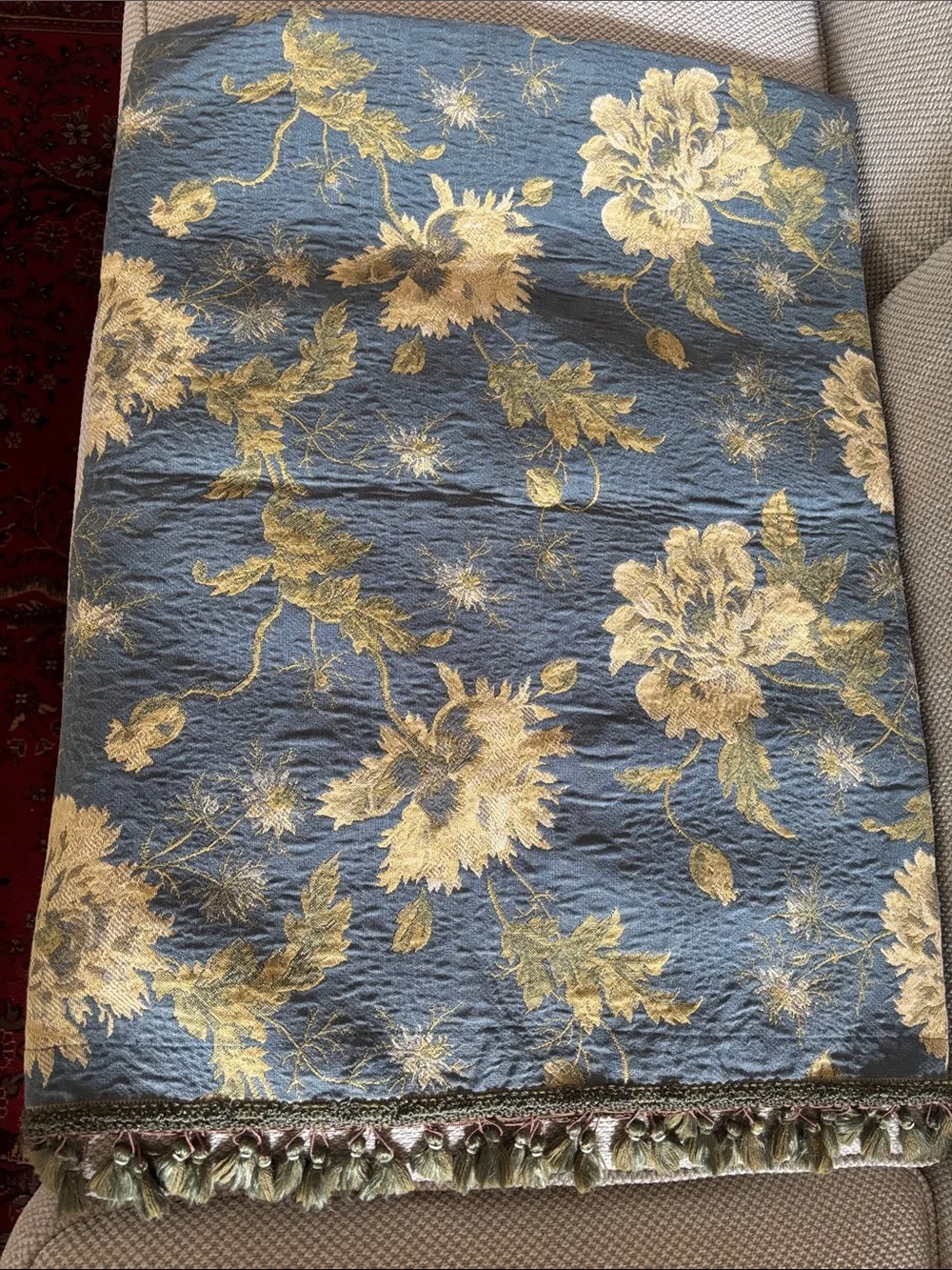 Standard Floral Pillow Sham Easy Slip In w/gorgeous Tassel Trim